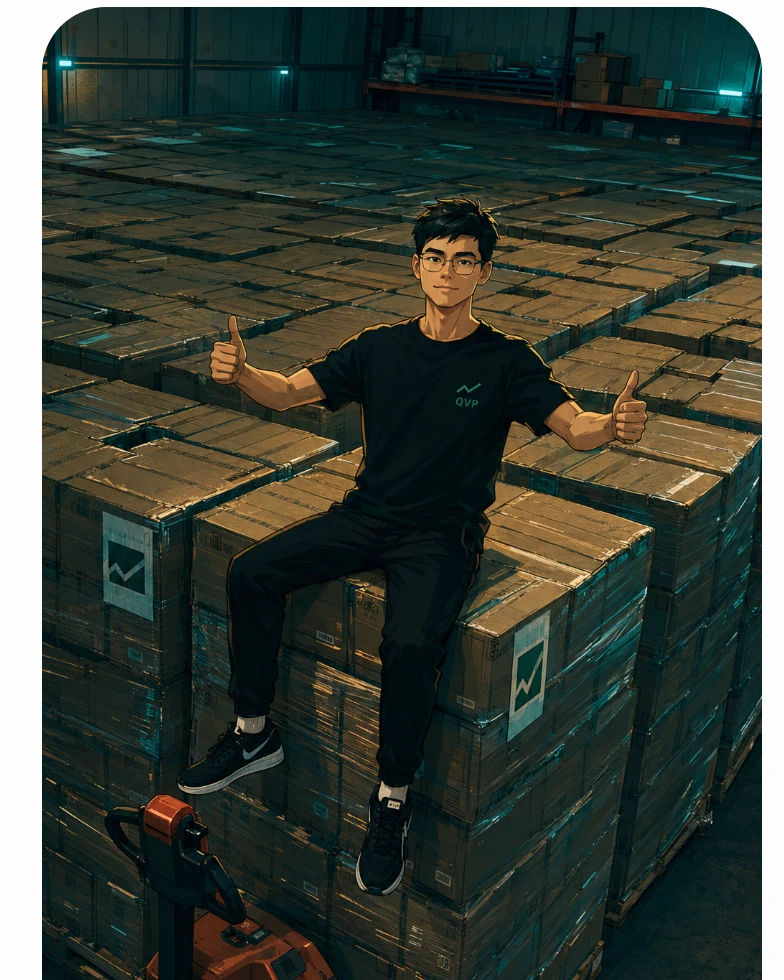 Cyberpunk-style illustration of Jim Wang connecting international trade with AI infrastructure
